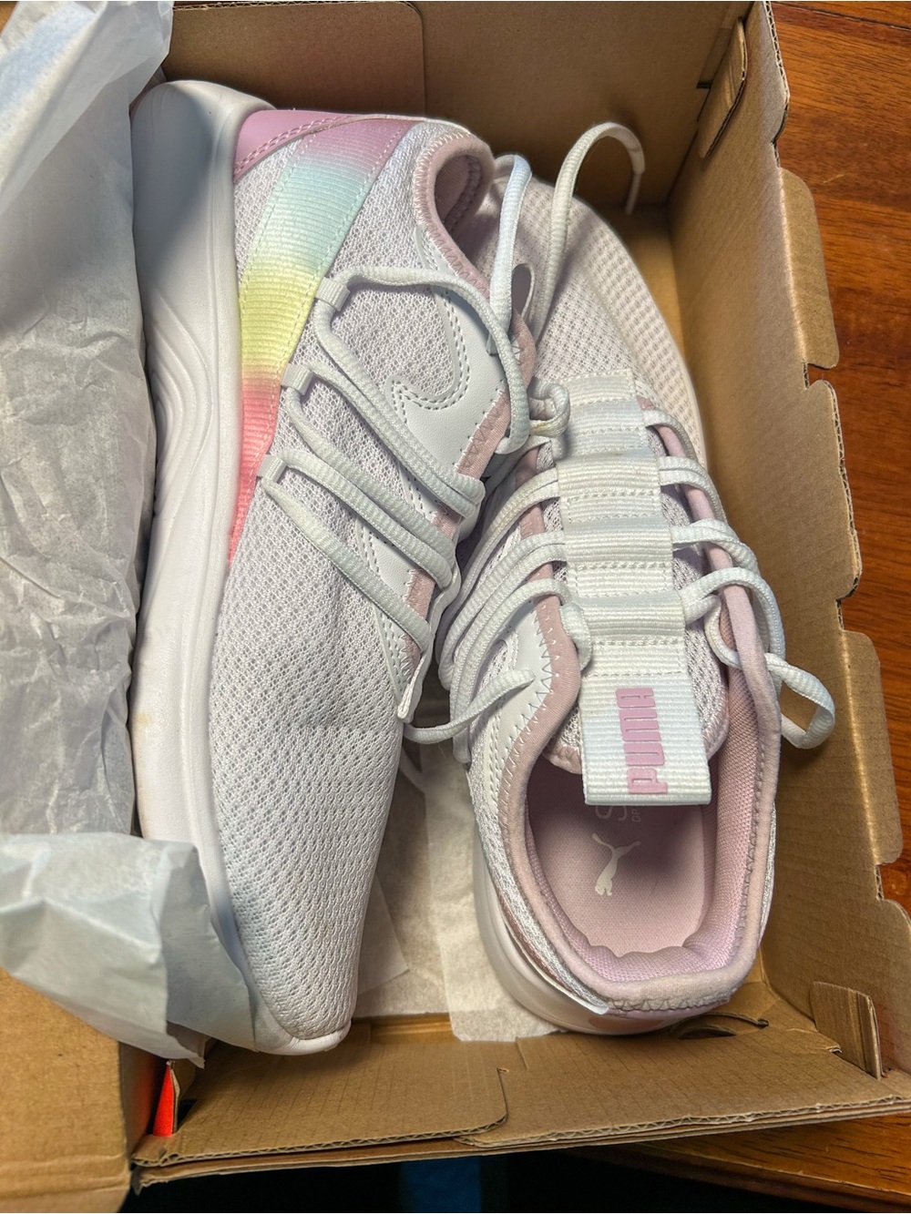 Puma Women's White Athletic Sneakers with Pastel Pink, Mint & Lilac Accents - Picture 2 of 4